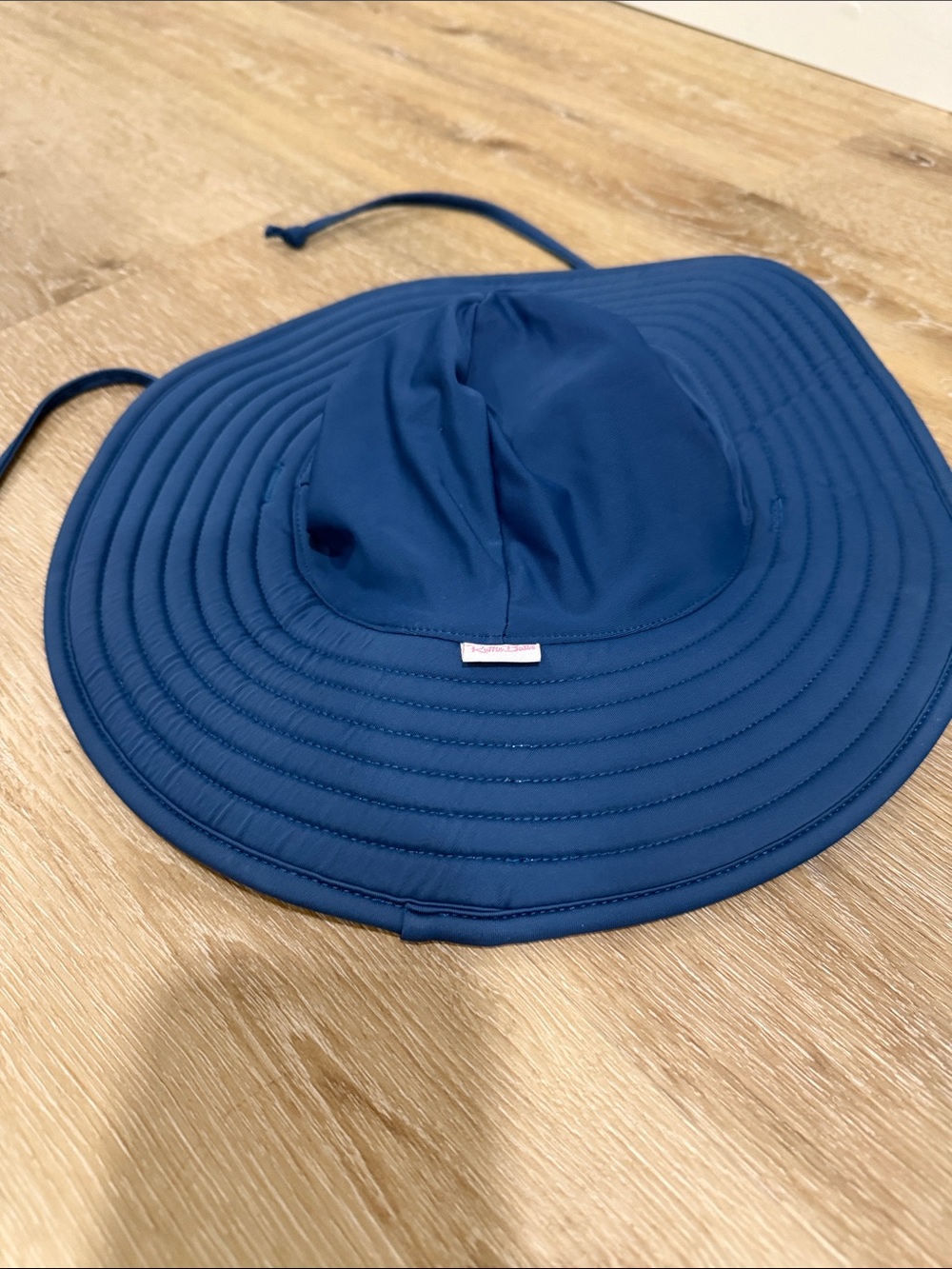 Ruffle Butts 12 months- 2T Navy Blue Wide-Brim Sun/Swim Hat with Ties